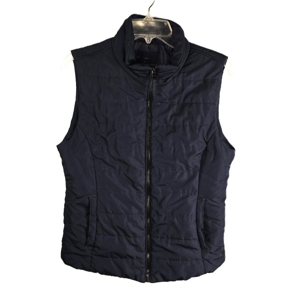 Aeropostale Navy Puffer Vest Junior Large Zipper Sleeveless Pockets Quilted Blue
